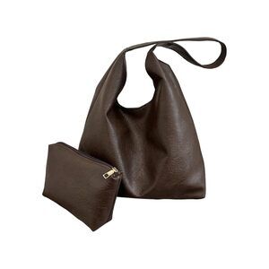 9755 Vintage Vegan Leather Shoulder Bags Slouchy Tote Handbags with Coin